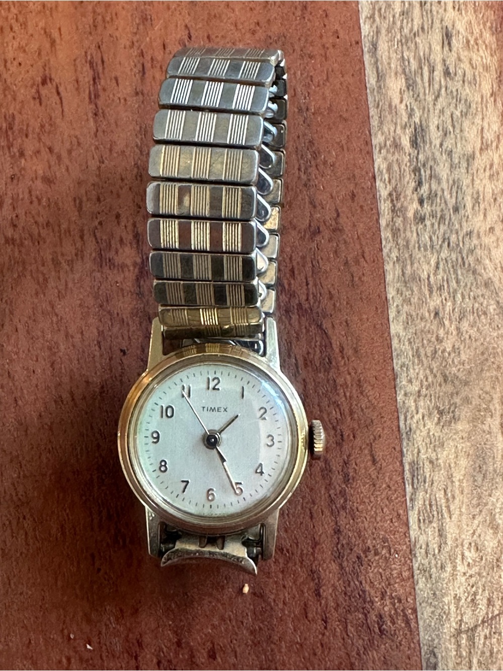 Timex Gold Watch with champagne dial. Vintage mechanical